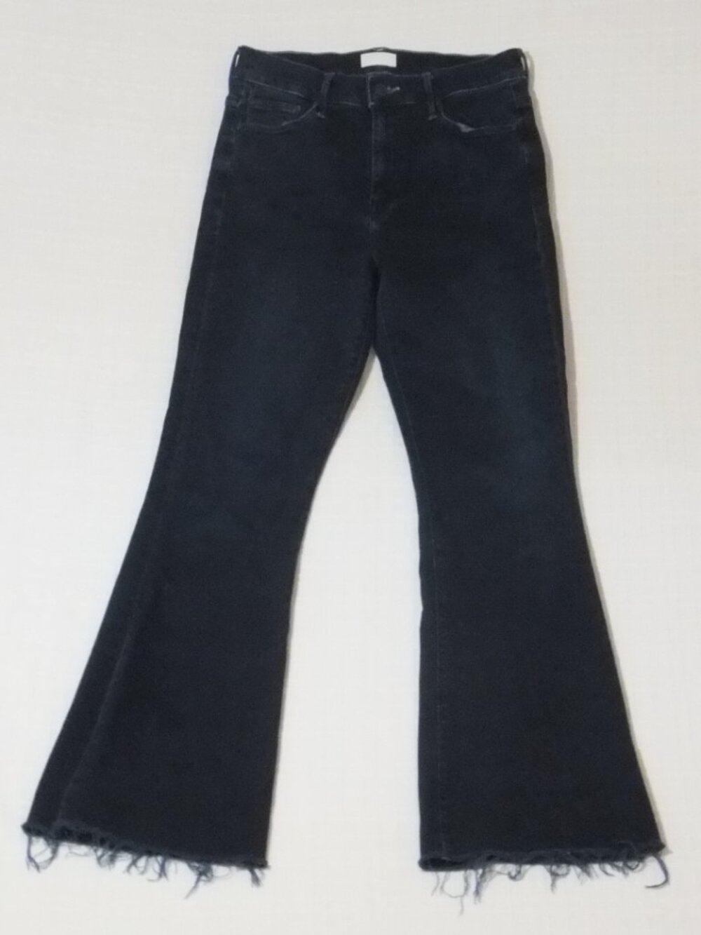 MOTHER Black Flare Jeans with Raw Hem